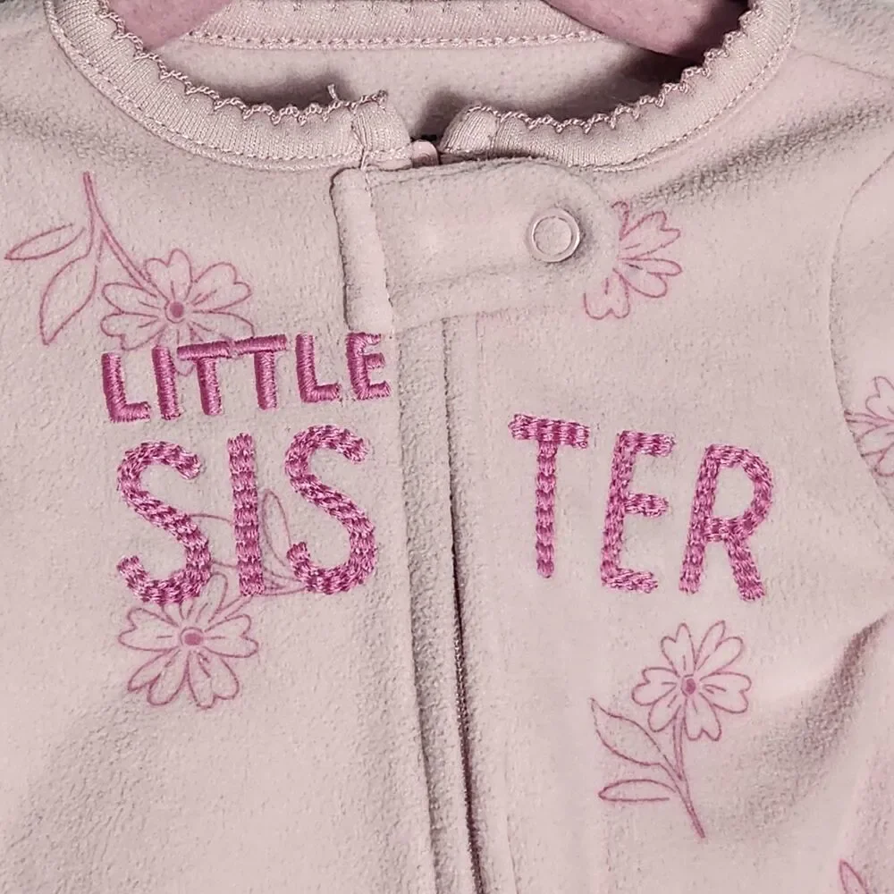 Carter's Child of Mine Newborn 0M Baby Girl Sleeper Lot of 5 Zip Footed Pajamas